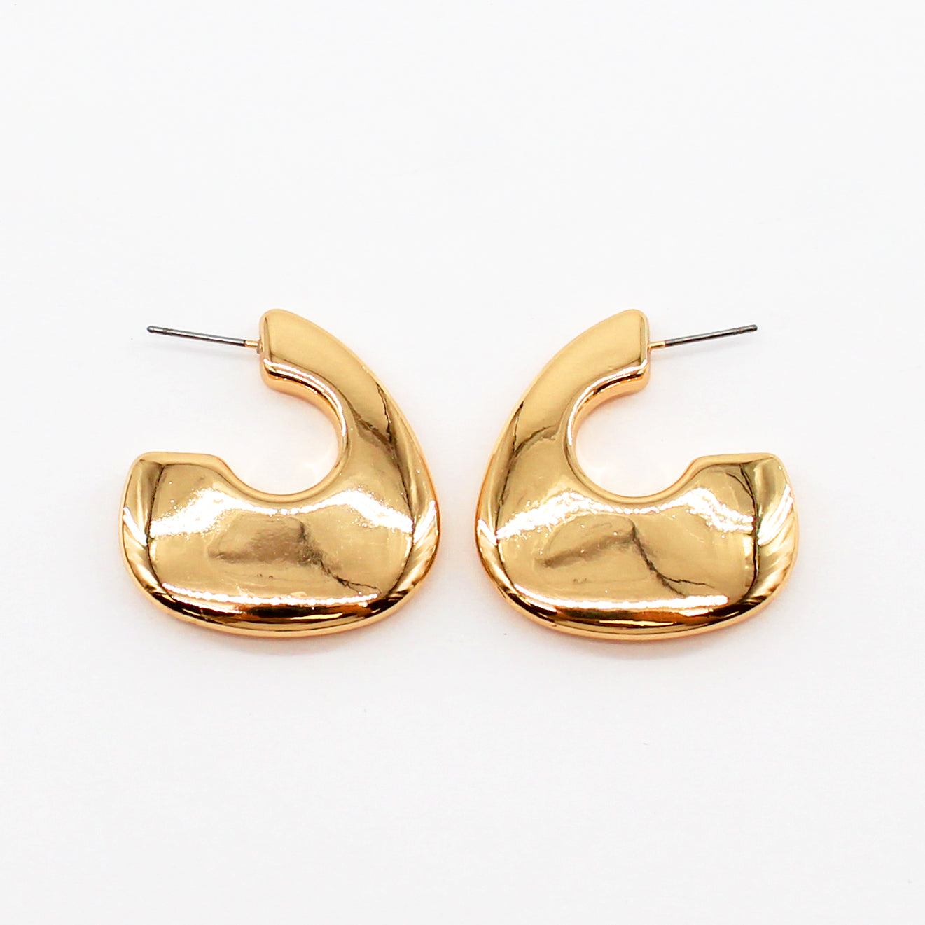 Gold Geometric 1.5" Hoop Earring