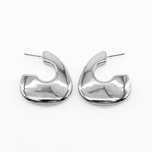 Silver Geometric 1.5" Hoop Earring