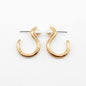 Gold Geometric Hoop with Pearl 1" Earring