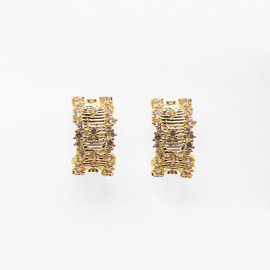 Gold Rhinestone .5" Hoop Earring
