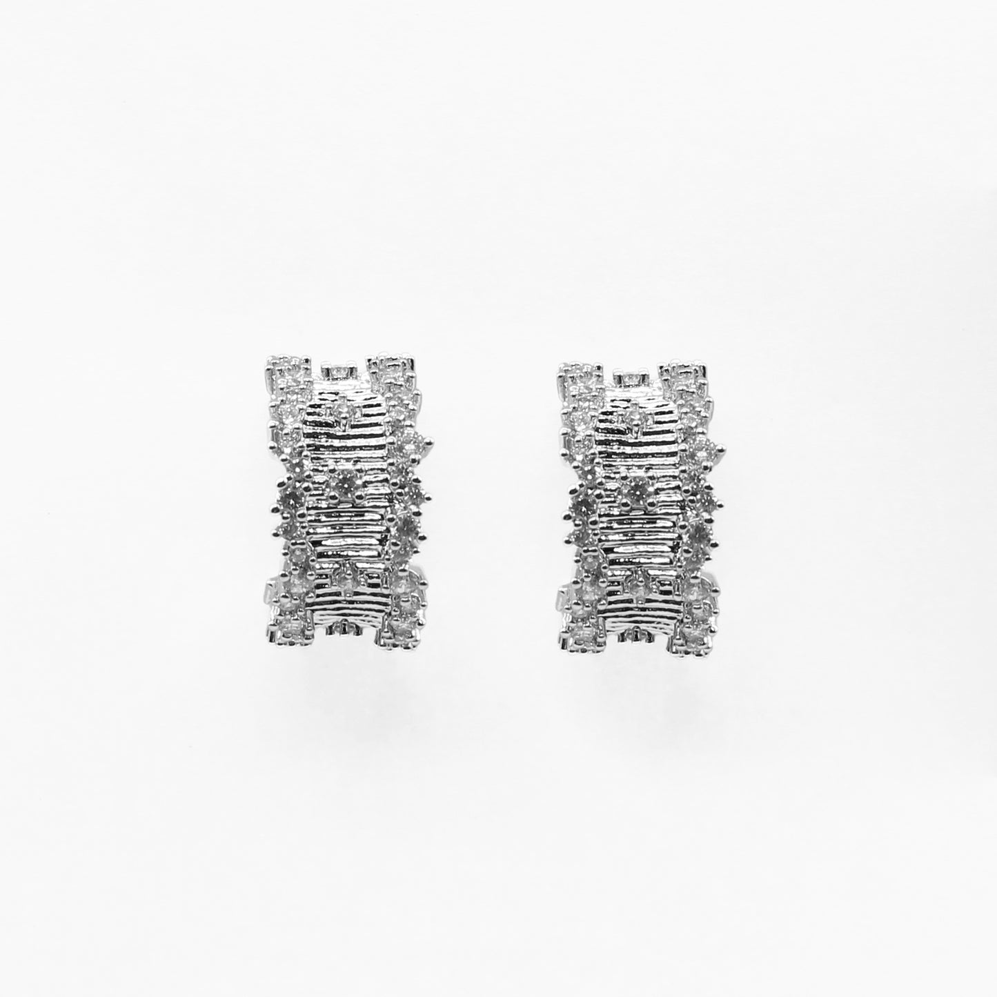 Silver Rhinestone .5" Hoop Earring