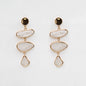 Gold Circle with White Pearlized Triple Drop Resin 2.5" Earring