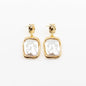 Gold Stud with Freshwater Pearl Rectangle Earring