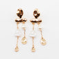 Gold and Pearl Geometric Drop Earring