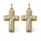Gold Outline with Silver Puffy 1.5" Hook Earring