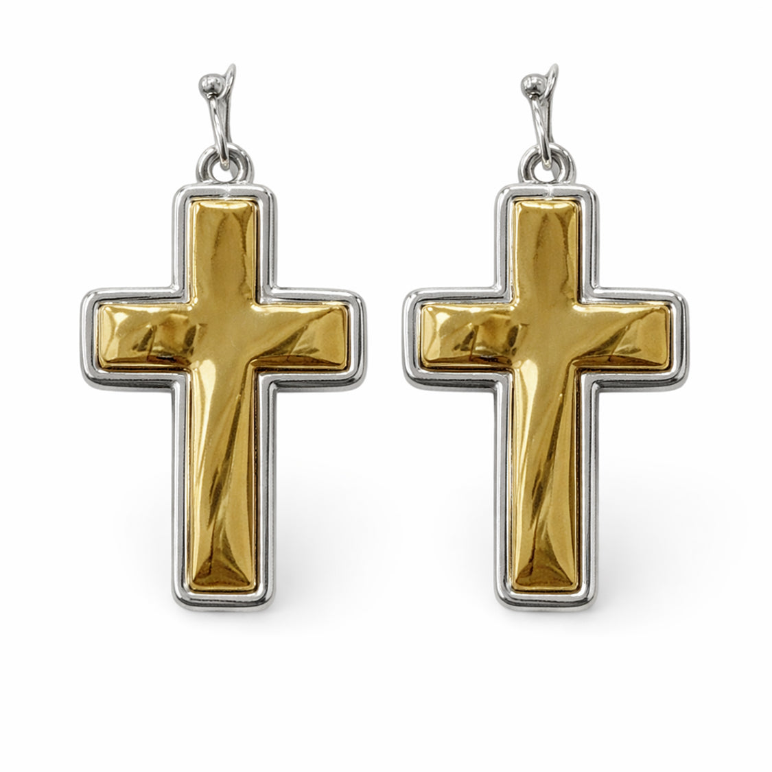 Silver Outline with Gold Puffy 1.5" Hook Earring