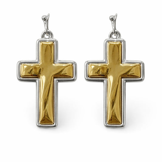 Silver Outline with Gold Puffy 1.5" Hook Earring
