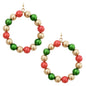 Gold, Red, and Green Beaded 2" Earring