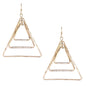 Worn Gold with Silver Wire Accents Triangle 1.75" Earring