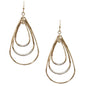 Worn Gold with Silver Wire Accents Teardrop 1.75" Earring