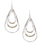 Worn Silver with Gold Wire Accents Teardrop 1.75" Earring