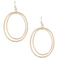 Gold Double Layered Open Circle 2" Earrings