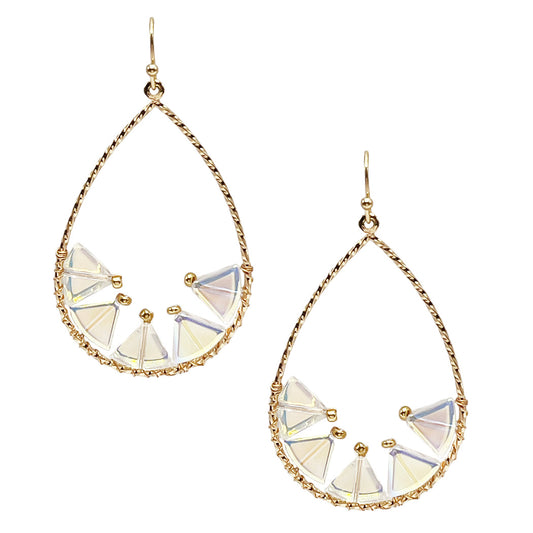 AB Stone with Open Teardrop 1.5" Drop Earring