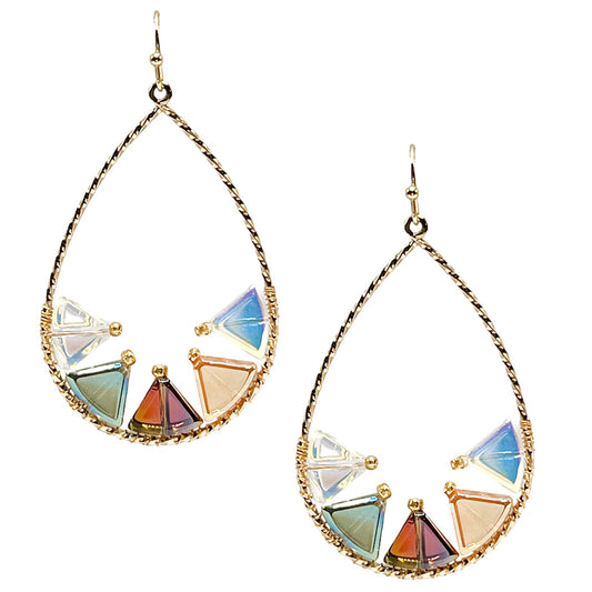 Multi Crystal Open Teardrop 1.5" Earring