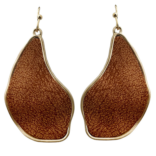 Brown Suede Geometric Drop 1.25" Earring