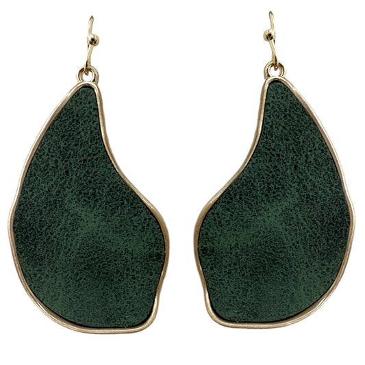 Green Suede Geometric 1.5" Earring