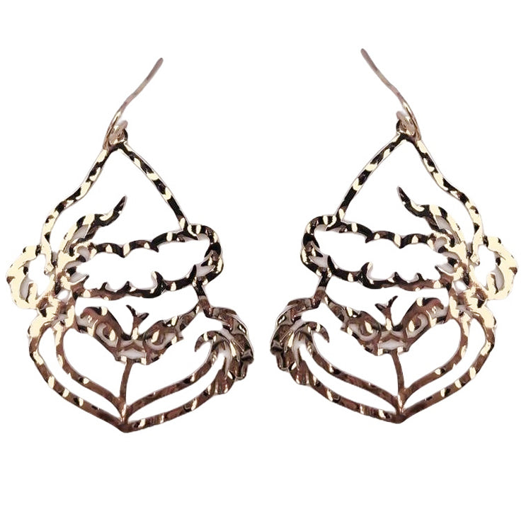 Gold Grinch Cutout 2" Earring