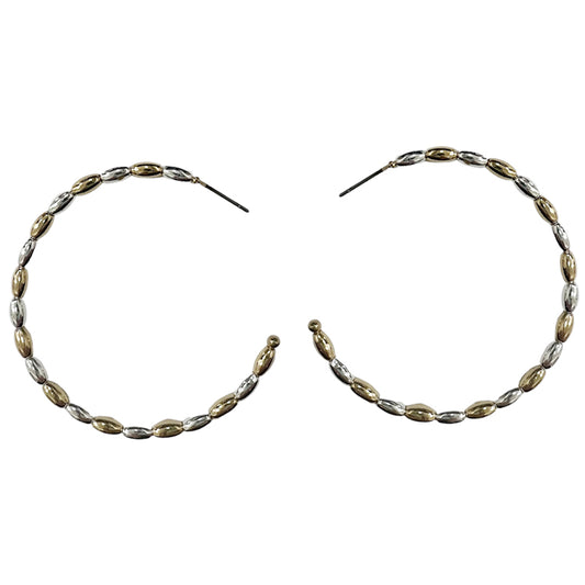 Gold and Silver Beaded Hoop Earring 2"