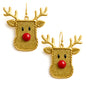Gold Glitter Metal Reindeer 1.5" Earring