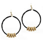 Black Beaded with Gold Details 2" Hoop Earring