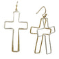 Gold and Silver Thin Double Layered Open Cross 2" Earring