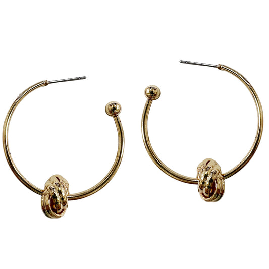 Gold 1.5" Hoop with Knot Accent Earring