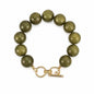 Emerald Green Beaded and Gold Toggle Bracelet