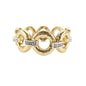 Worn Gold Textured Open Circle with Rhinestone Silver Bar Stretch Bracelet