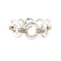 Worn Silver Textured Open Circle with Rhinestone Gold Bar Stretch Bracelet
