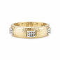 Gold Textured .5" Stretch Bracelet with Silver Rhinestone Square Accents