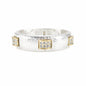 Silver Textured .5" Stretch Bracelet with Gold Rhinestone Square Accents