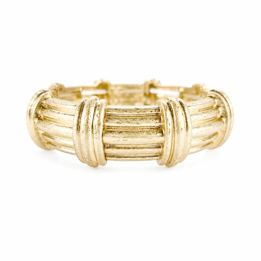 Worn Gold Textured Stretch Bracelet