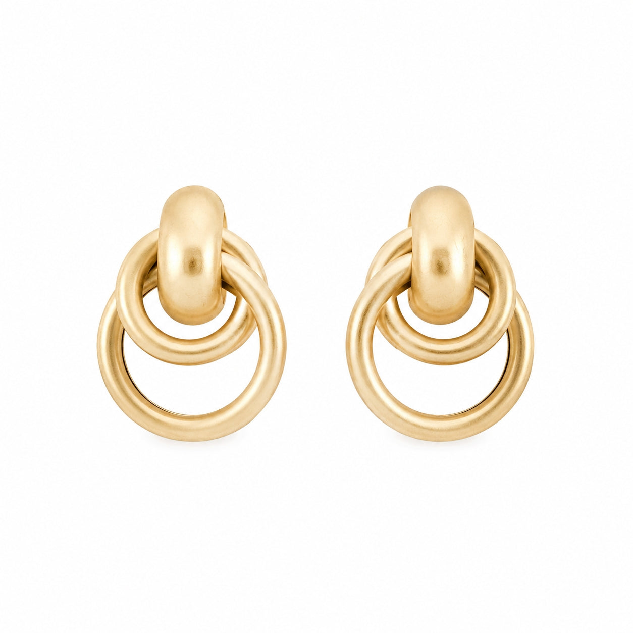 Gold Hammered Double Knotted .5" Stud Earring
