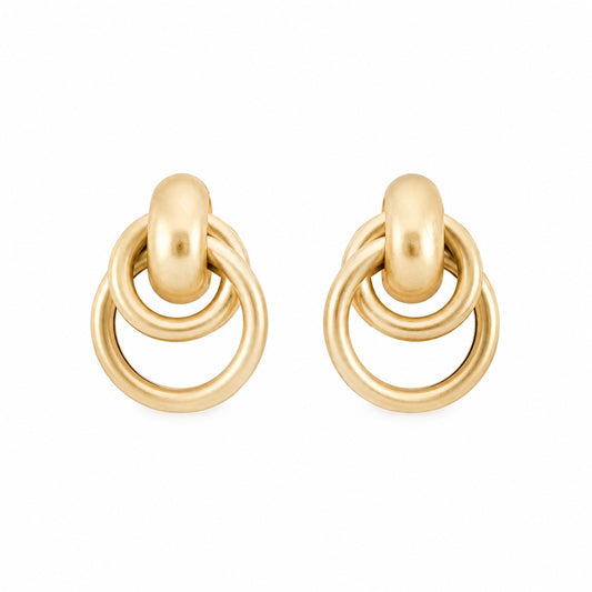 Gold Hammered Double Knotted .5" Stud Earring