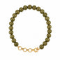 Green 14MM Beaded Necklace with Gold Chain Toggle 18" Necklace