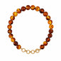 Tortoise Brown 14MM Beaded Necklace with Gold Chain Toggle 18" Necklace