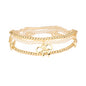 Set of 3 Gold Beaded and Pearl with Gold Bow Charm Stretch Bracelet