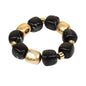 Gold and Black Beaded Stretch Bracelets