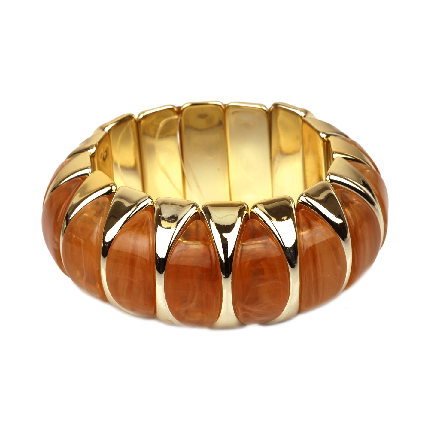 Gold and Brown Acrylic 1" Stretch Bracelet