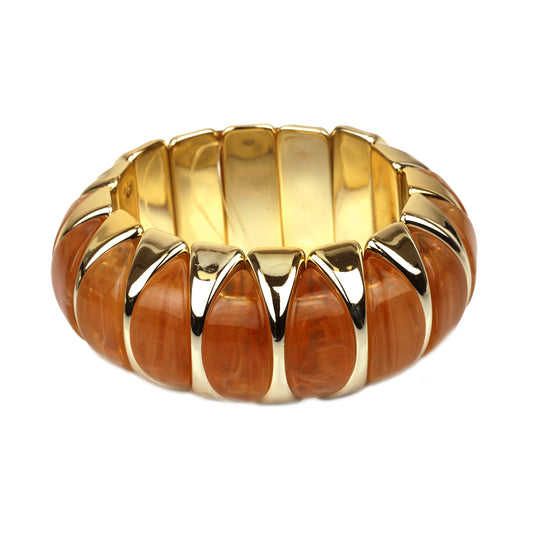 Gold and Brown Acrylic 1" Stretch Bracelet