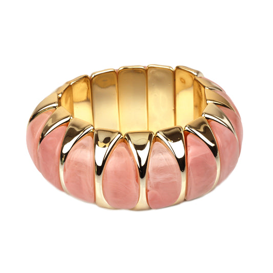 Gold and Pink Acrylic 1" Stretch Bracelet