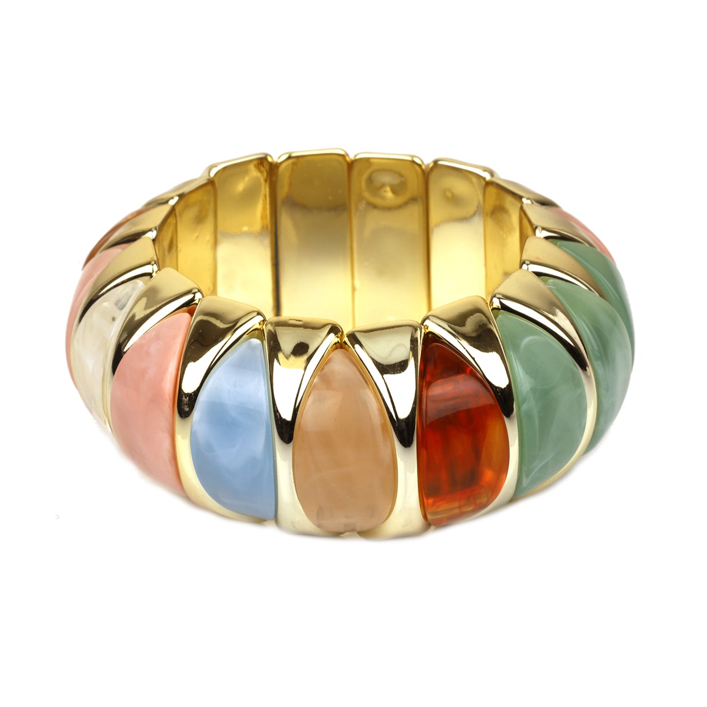 Gold and Multi Acrylic 1" Stretch Bracelet
