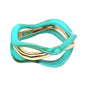 Turquoise and Gold Waved Bangle Bracelet Set