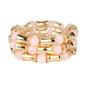 Set of 3 Pink Natural Stone and Gold Bar Stretch Bracelets