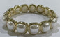 Gold Rectangle with Pearl Stretch Bracelet