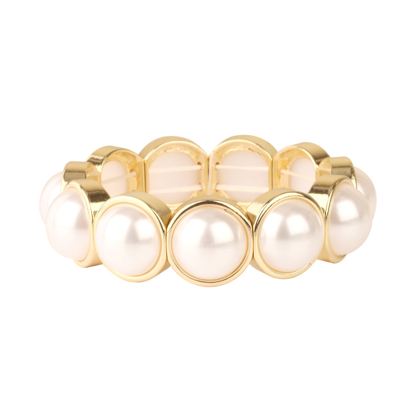 Gold Wrapped with Pearl Circle Stretch Bracelet