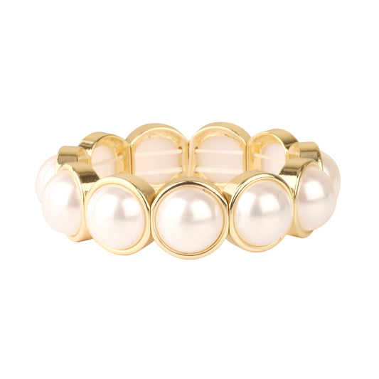 Gold Wrapped with Pearl Circle Stretch Bracelet