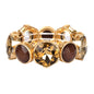 Brown Crystal and Topaz with Gold Stretch Bracelets