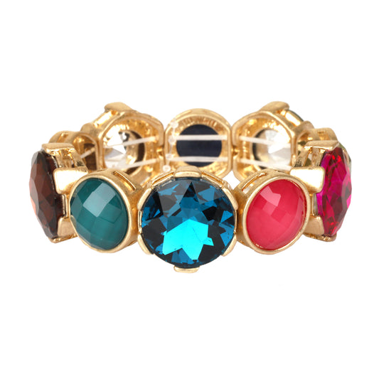 Multi Crystal with Gold Stretch Bracelets