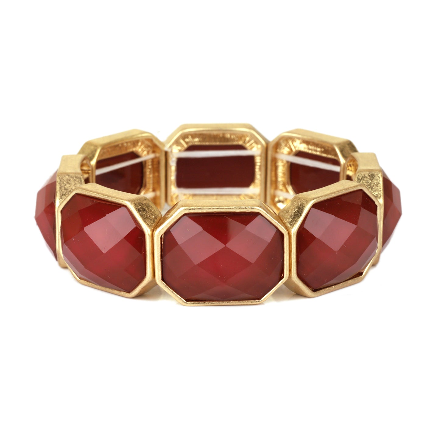 Maroon Acrylic Hexagon Stretch Bracelet